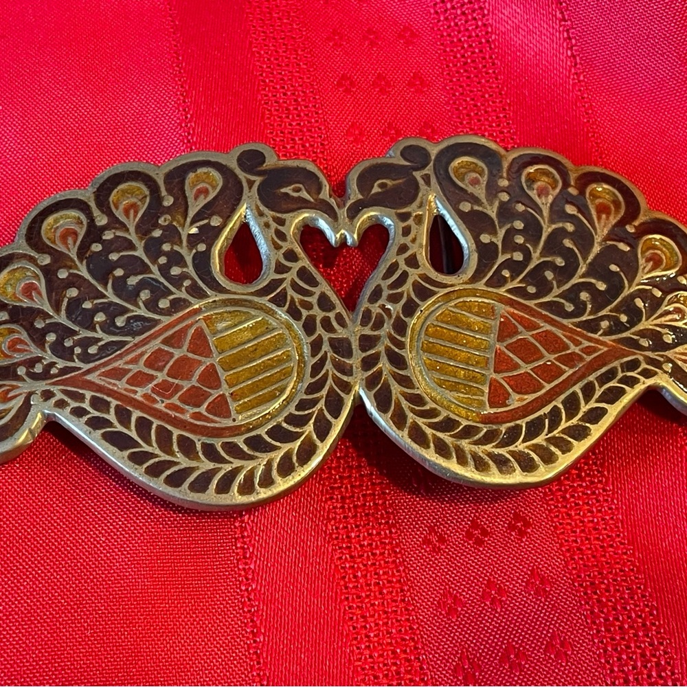 Vintage CloisonnéVisit ›Peacock Belt Buckle 5.35”L X 2.5”H